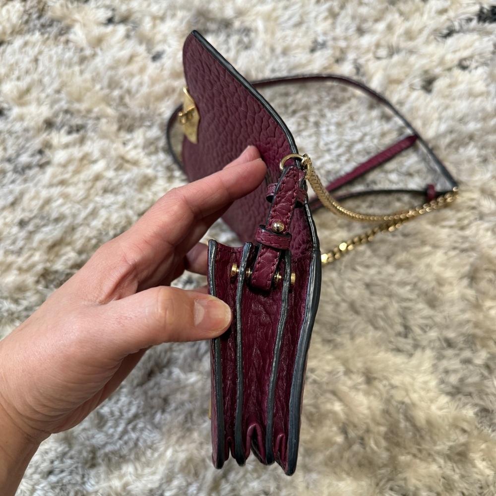 BURBERRY Burgundy Signature Grain Leather Madison Wallet On Chain Bag - Picture 6 of 14